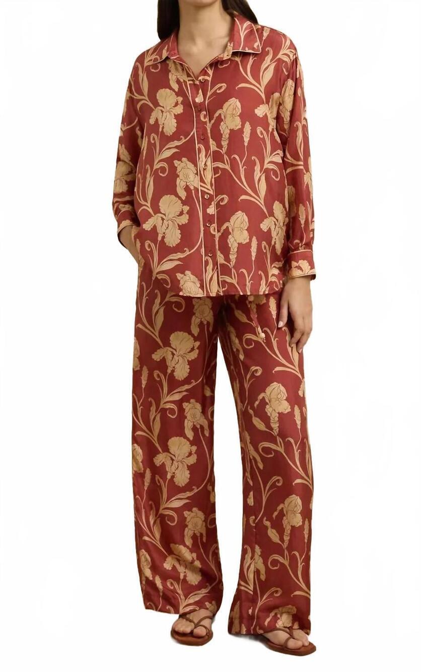 NEW HANNAH ARTWEAR azra relaxed straight leg pant in iris amber